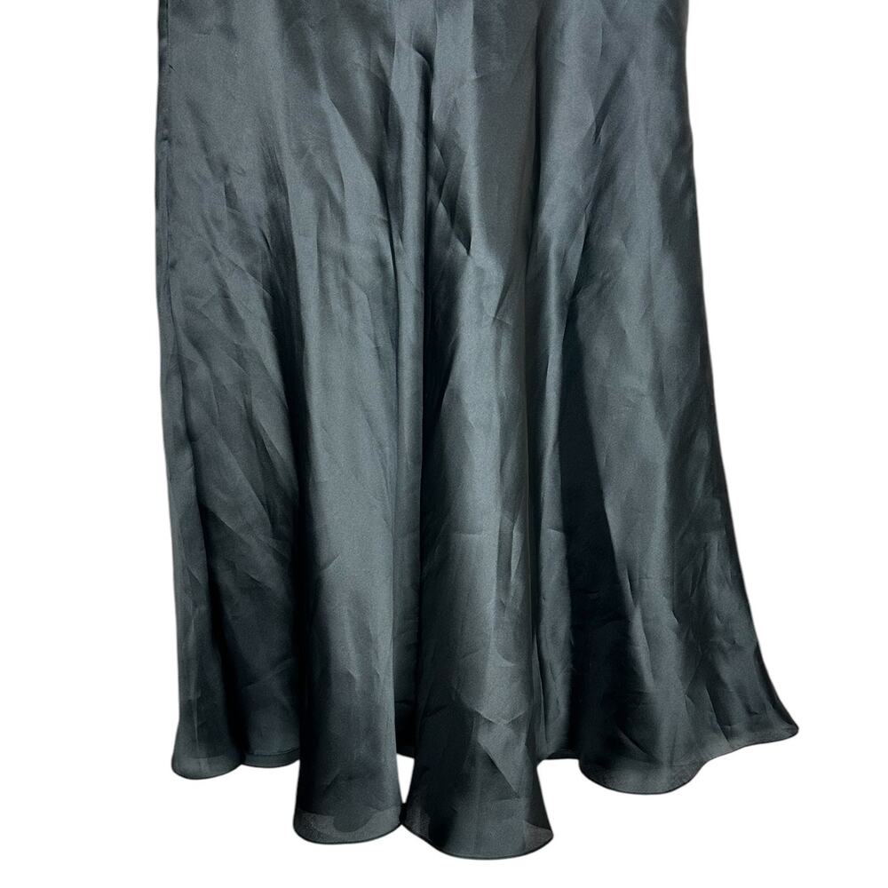 St. John Evening Black 100% Silk Midi Flowy Lined Skirt Side Zipper Size 12 - Picture 9 of 12